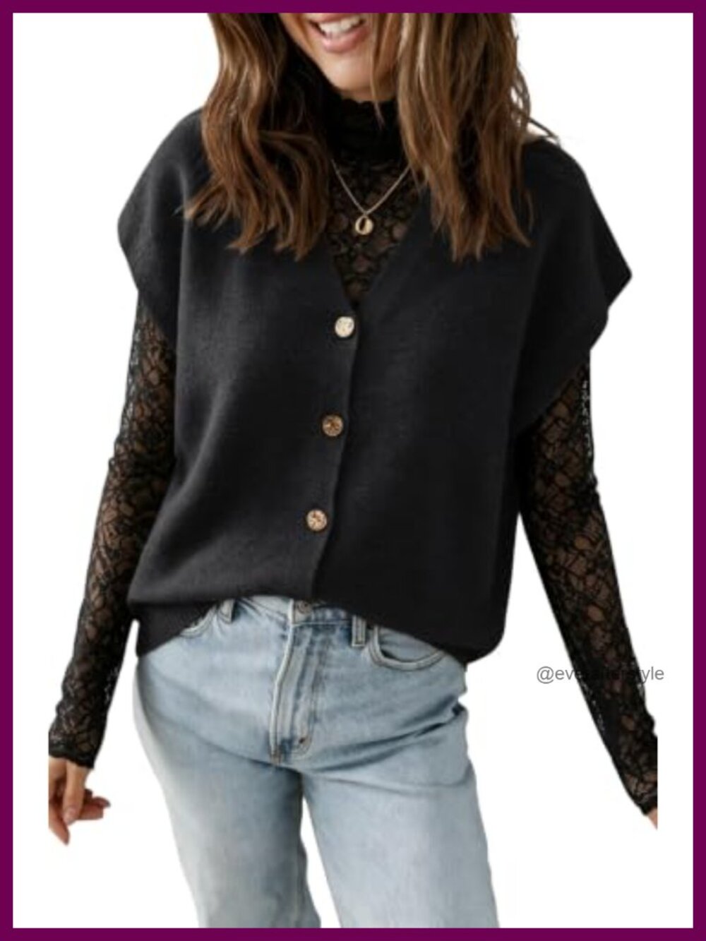 Button Down V Neck Cap Sleeve Knit Sweater Vest Pullover